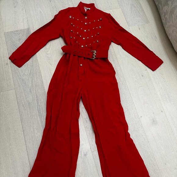 Vintage 1980s La Costa Spa Rhinestone Jumpsuit – Size 8 – Holiday Glam Statement - Picture 9 of 11